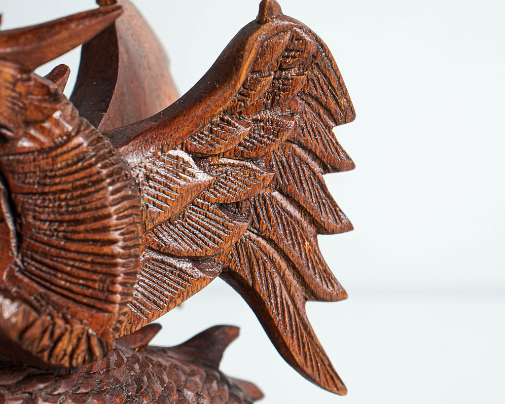 Fire Dragon Statue, Dragon Figurine, Mystical Animal, Wood Carving Dragon, Art, Living Room Decor, Birthday Gift for Mom, Special Gift