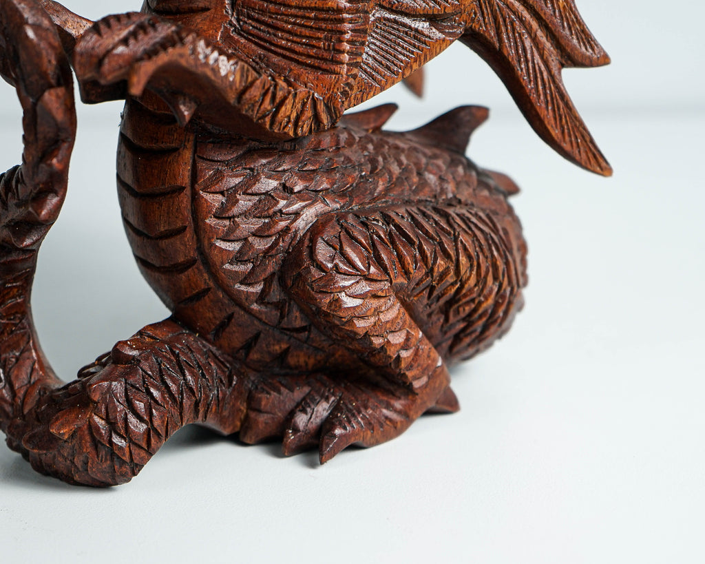 Fire Dragon Statue, Dragon Figurine, Mystical Animal, Wood Carving Dragon, Art, Living Room Decor, Birthday Gift for Mom, Special Gift