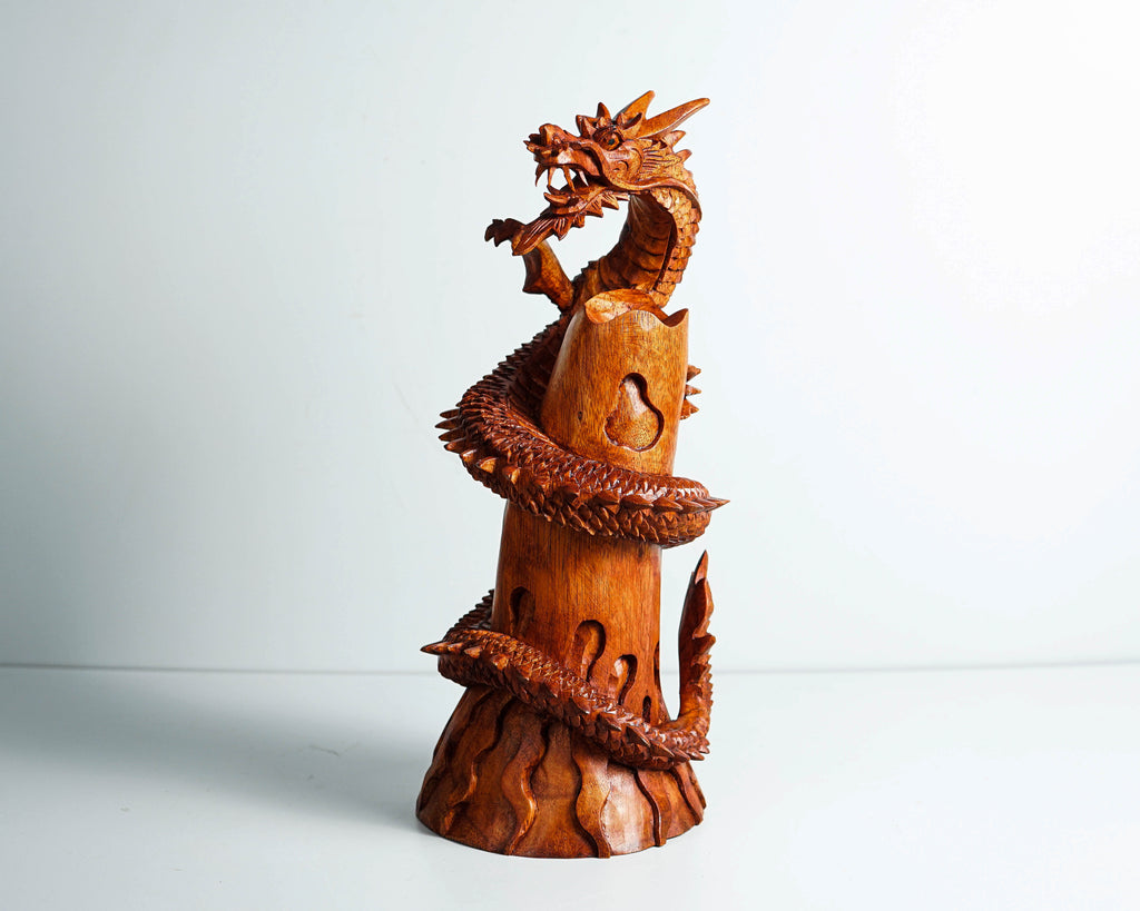 Chinese Dragon Sculpture, Feng Shui Dragon, Legendary Animal, Handcrafted Dragon, Wooden Dragon, Gift for Grandfather, Memorial Gift