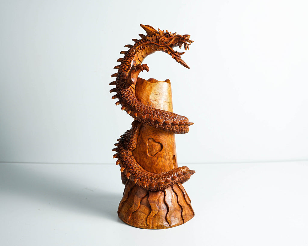 Chinese Dragon Sculpture, Feng Shui Dragon, Legendary Animal, Handcrafted Dragon, Wooden Dragon, Gift for Grandfather, Memorial Gift