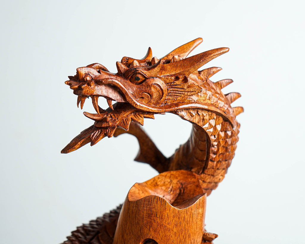 Chinese Dragon Sculpture, Feng Shui Dragon, Legendary Animal, Handcrafted Dragon, Wooden Dragon, Gift for Grandfather, Memorial Gift