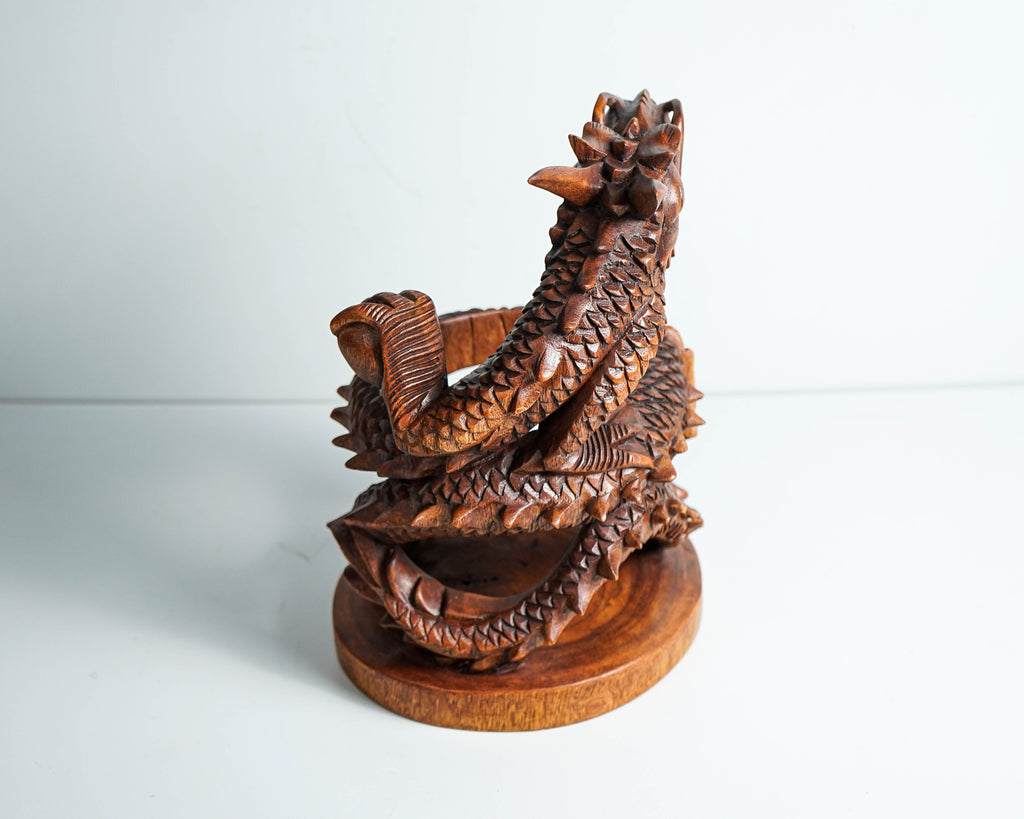 Dragon Bottle Holder Sculpture, Wine Holder, Dragon Circle, Legendary, Dragon carving, Unique, Art, Gift for Husband, Appreciated Gift