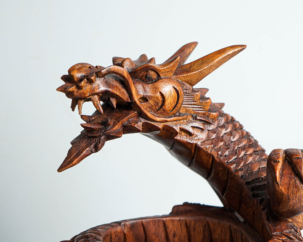 Dragon Bottle Holder Sculpture, Wine Holder, Dragon Circle, Legendary, Dragon carving, Unique, Art, Gift for Husband, Appreciated Gift