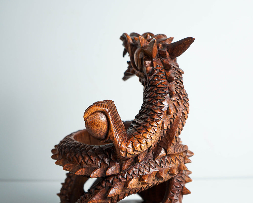 Dragon Bottle Holder Sculpture, Wine Holder, Dragon Circle, Legendary, Dragon carving, Unique, Art, Gift for Husband, Appreciated Gift