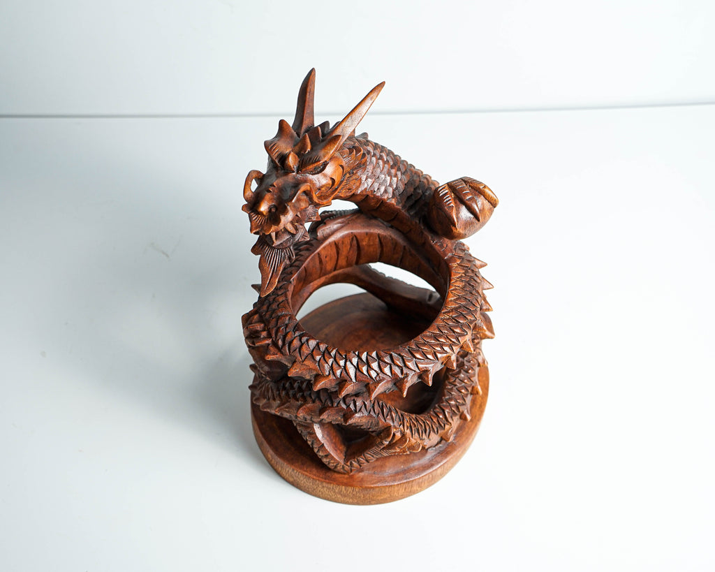 Dragon Bottle Holder Sculpture, Wine Holder, Dragon Circle, Legendary, Dragon carving, Unique, Art, Gift for Husband, Appreciated Gift