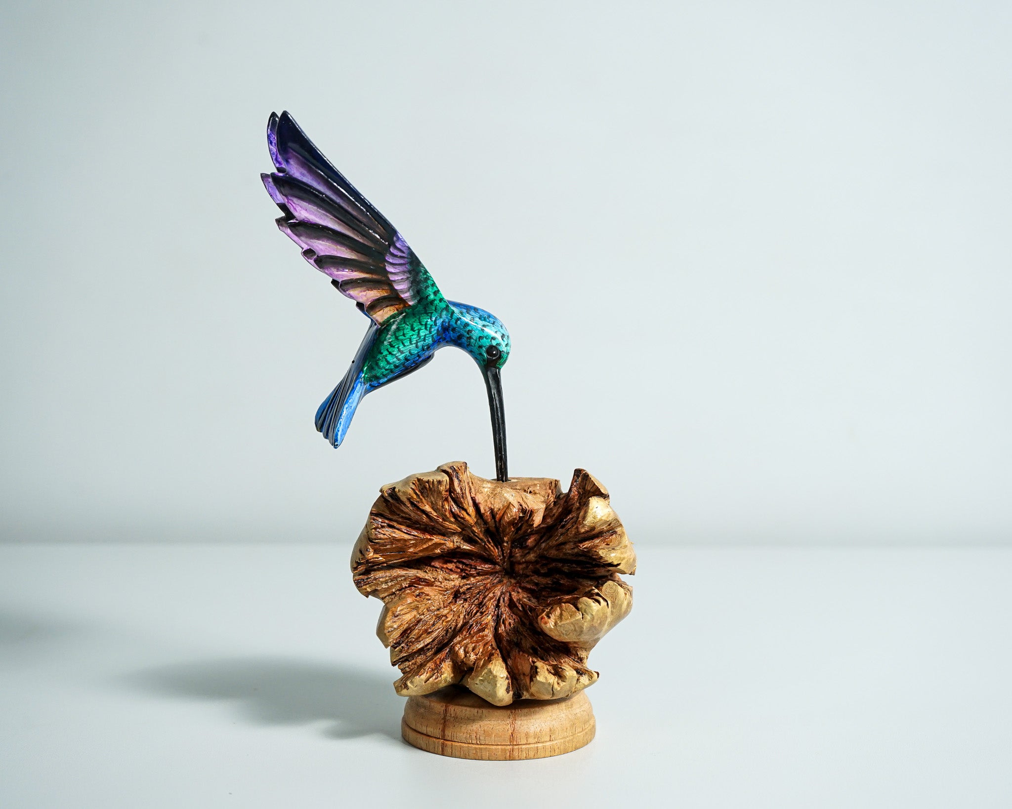 Colorful Hummingbird Statue, Painted Sculpture, Wood Carving Figure, Unique, Bird Statue, Colibri, Table Decor, Gift for Her, Memorial Gift