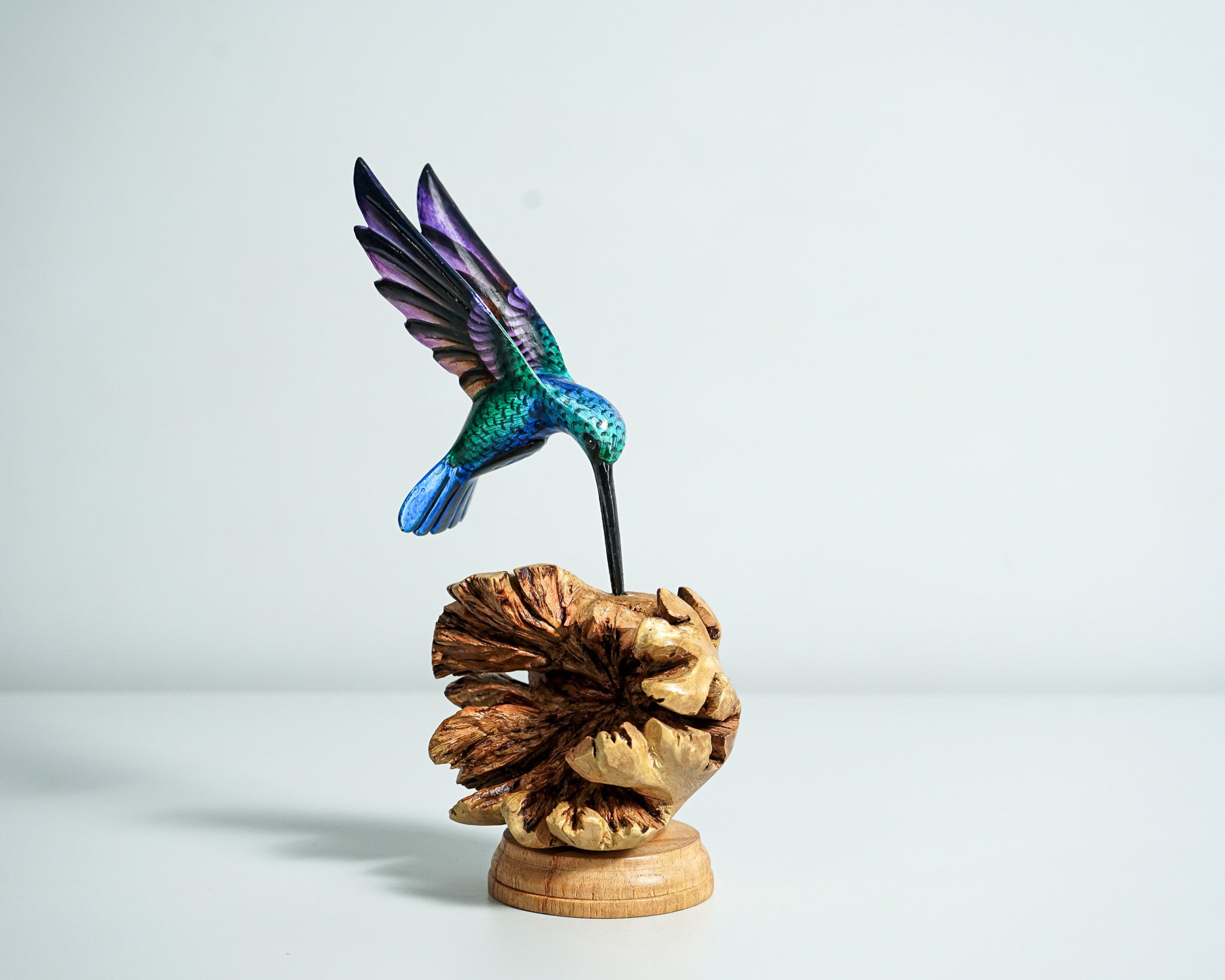 Colorful Hummingbird Statue, Painted Sculpture, Wood Carving Figure, Unique, Bird Statue, Colibri, Table Decor, Gift for Her, Memorial Gift