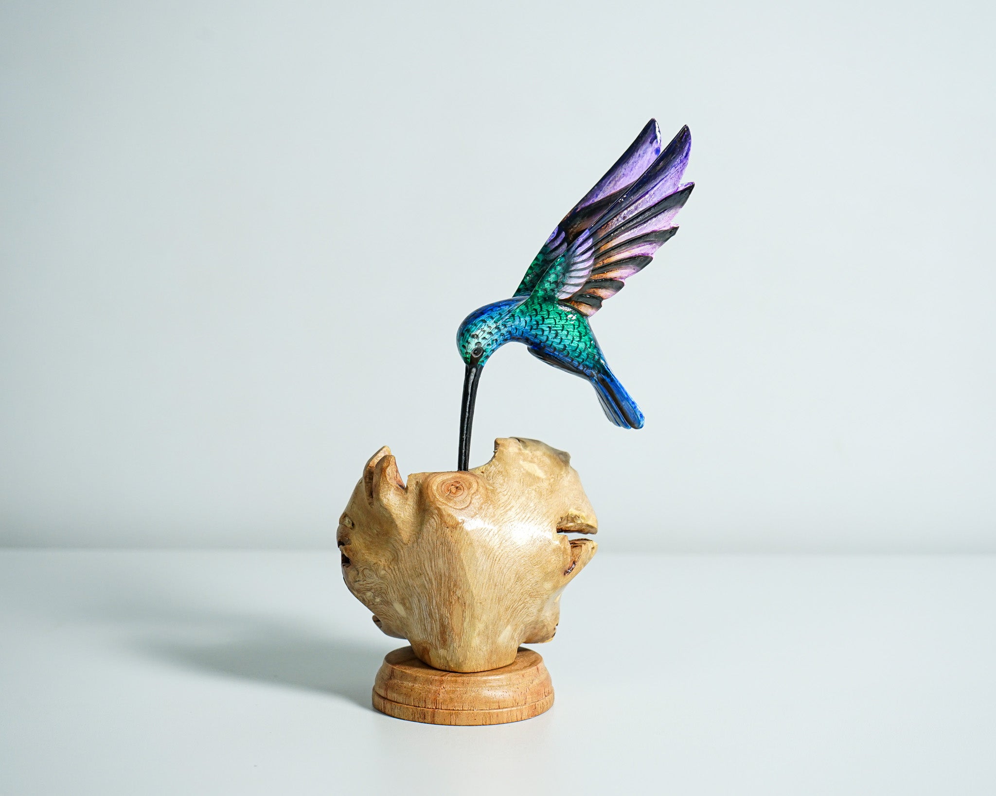 Colorful Hummingbird Statue, Painted Sculpture, Wood Carving Figure, Unique, Bird Statue, Colibri, Table Decor, Gift for Her, Memorial Gift