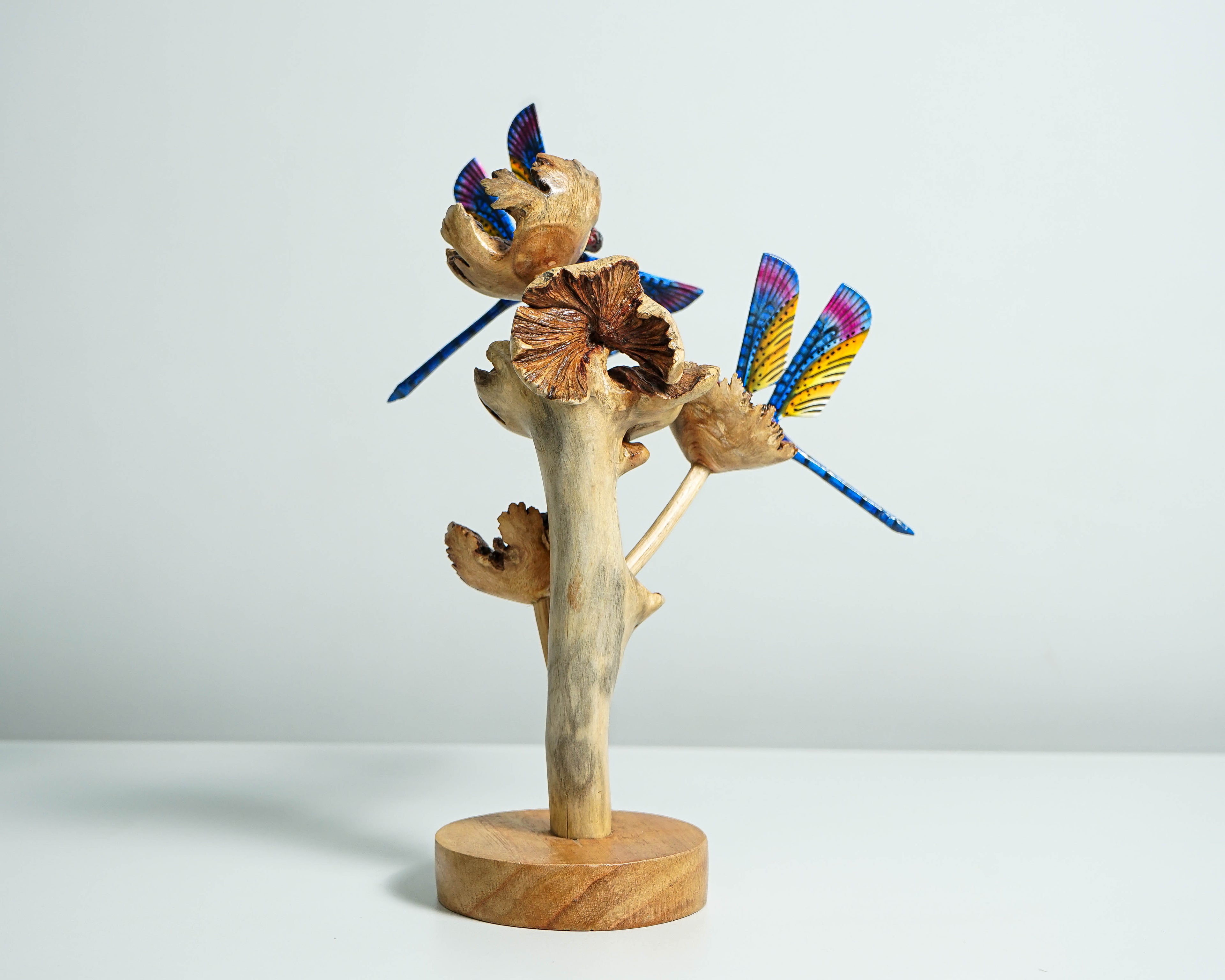 Blue Dragonfly Sculpture, Couple, Wood Carving, Handmade Decor, Unique Figurine, Fairy, Garden Decoration, Valentines Gifts, Special Gift