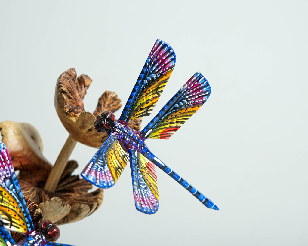 Blue Dragonfly Sculpture, Couple, Wood Carving, Handmade Decor, Unique Figurine, Fairy, Garden Decoration, Valentines Gifts, Special Gift