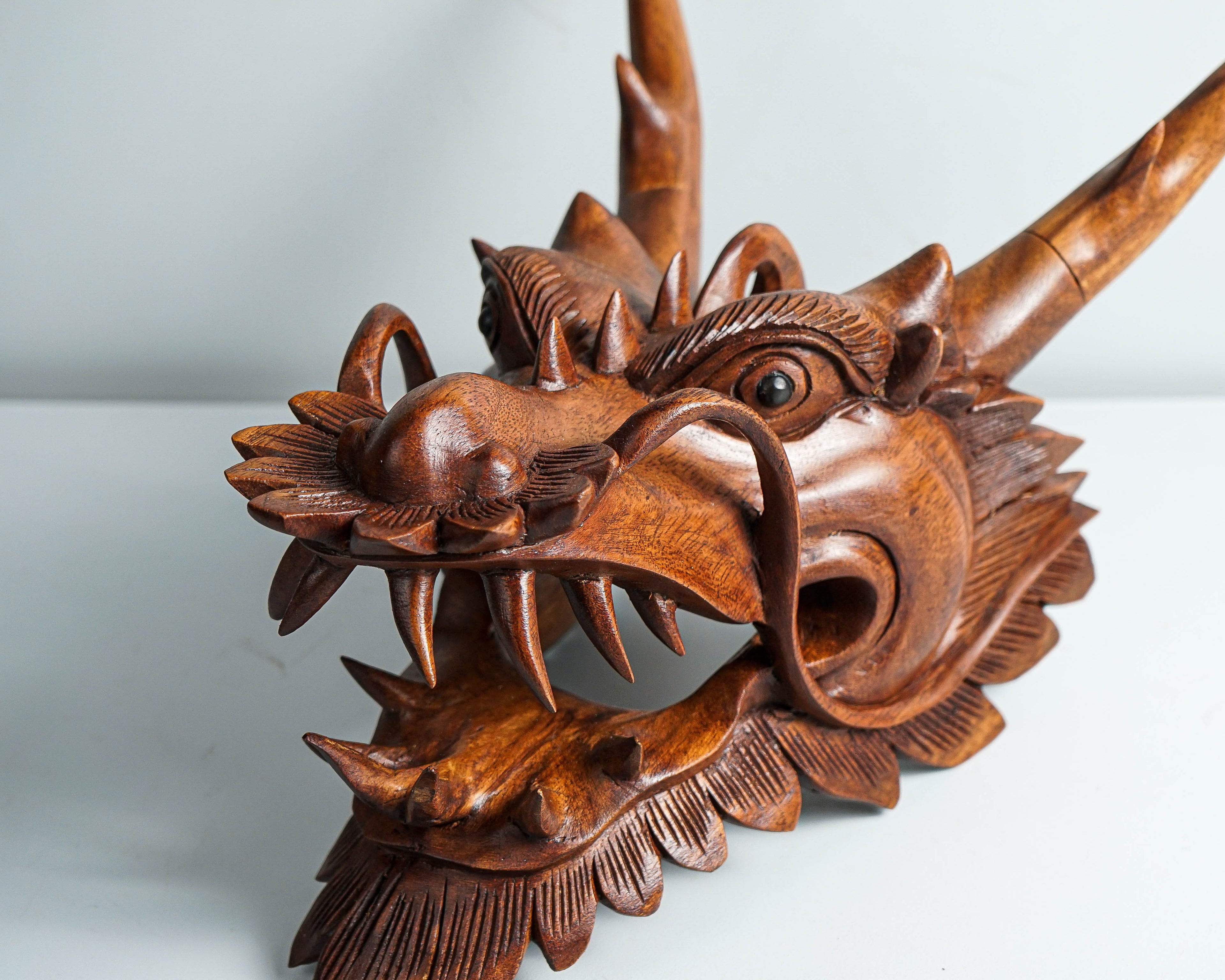 Chinese Dragon Head Statue, Hanging Sculpture, Wall Art, Wooden Dragon, Feng Shui, Handmade, Lucky Symbol, Front Door Decor, Gift for Father
