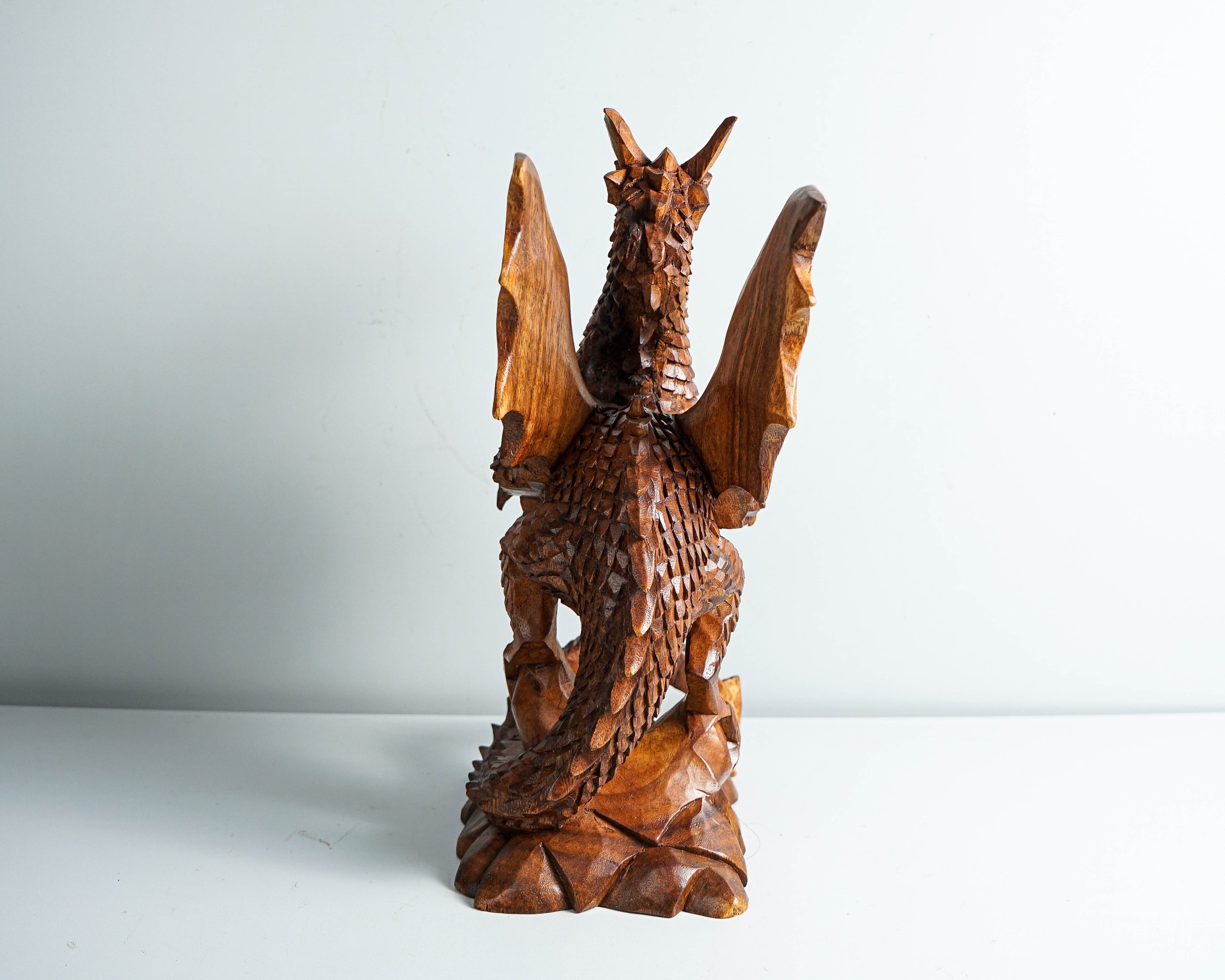 Dragon Statue, Dragon Figurine, Mythology Animal, Wood Carving Dragon, Unique, Hand Carved, Lucky Gifts, Dining Room Decor, Gift for Mother