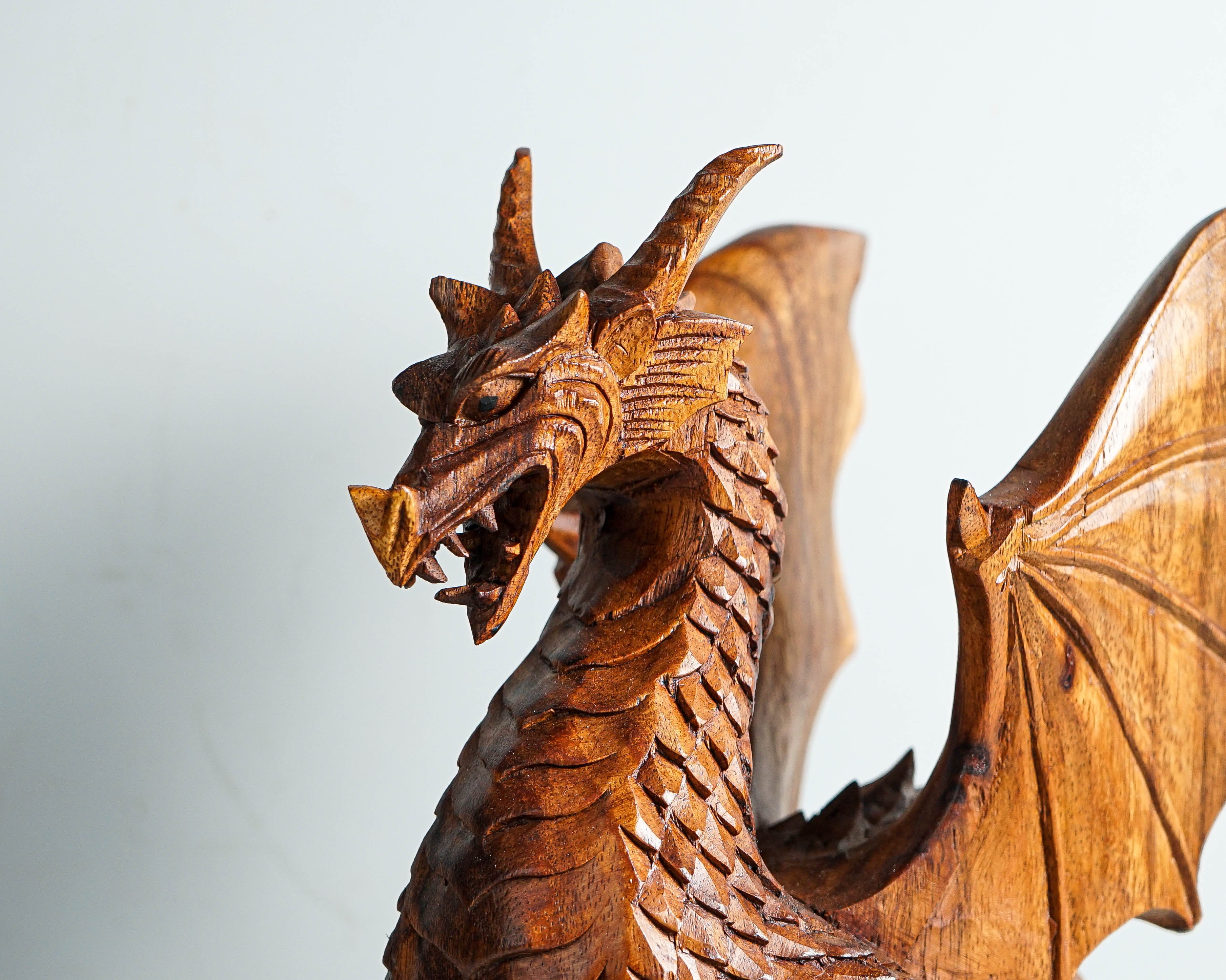 Dragon Statue, Dragon Figurine, Mythology Animal, Wood Carving Dragon, Unique, Hand Carved, Lucky Gifts, Dining Room Decor, Gift for Mother