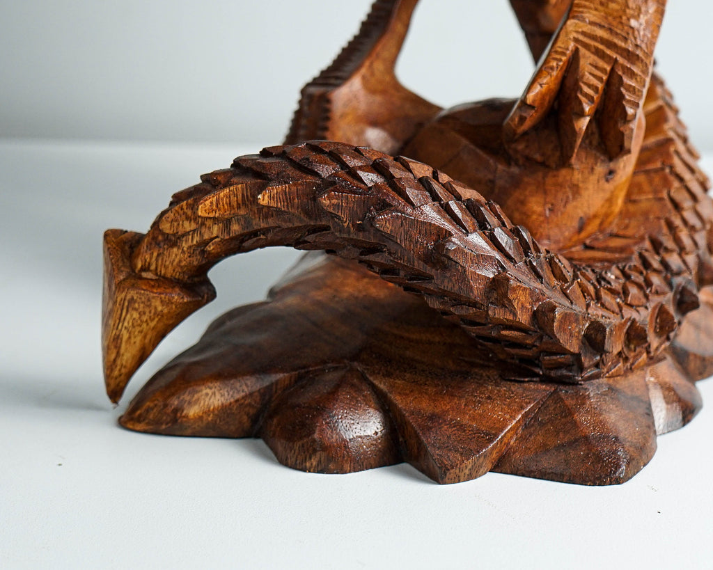 Dragon Statue, Dragon Figurine, Mythology Animal, Wood Carving Dragon, Unique, Hand Carved, Lucky Gifts, Dining Room Decor, Gift for Mother