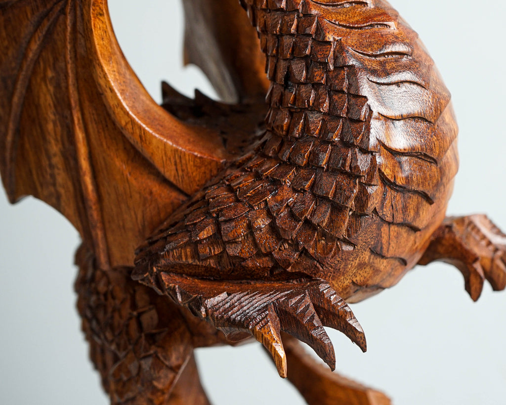 Dragon Statue, Dragon Figurine, Mythology Animal, Wood Carving Dragon, Unique, Hand Carved, Lucky Gifts, Dining Room Decor, Gift for Mother