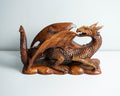 Dragon on Rock Figurine, Wooden Dragon, Mythology Animal, Winged Dragon, Table Decor, Gothic Decoration, Gift for Brother, Birthday Gift