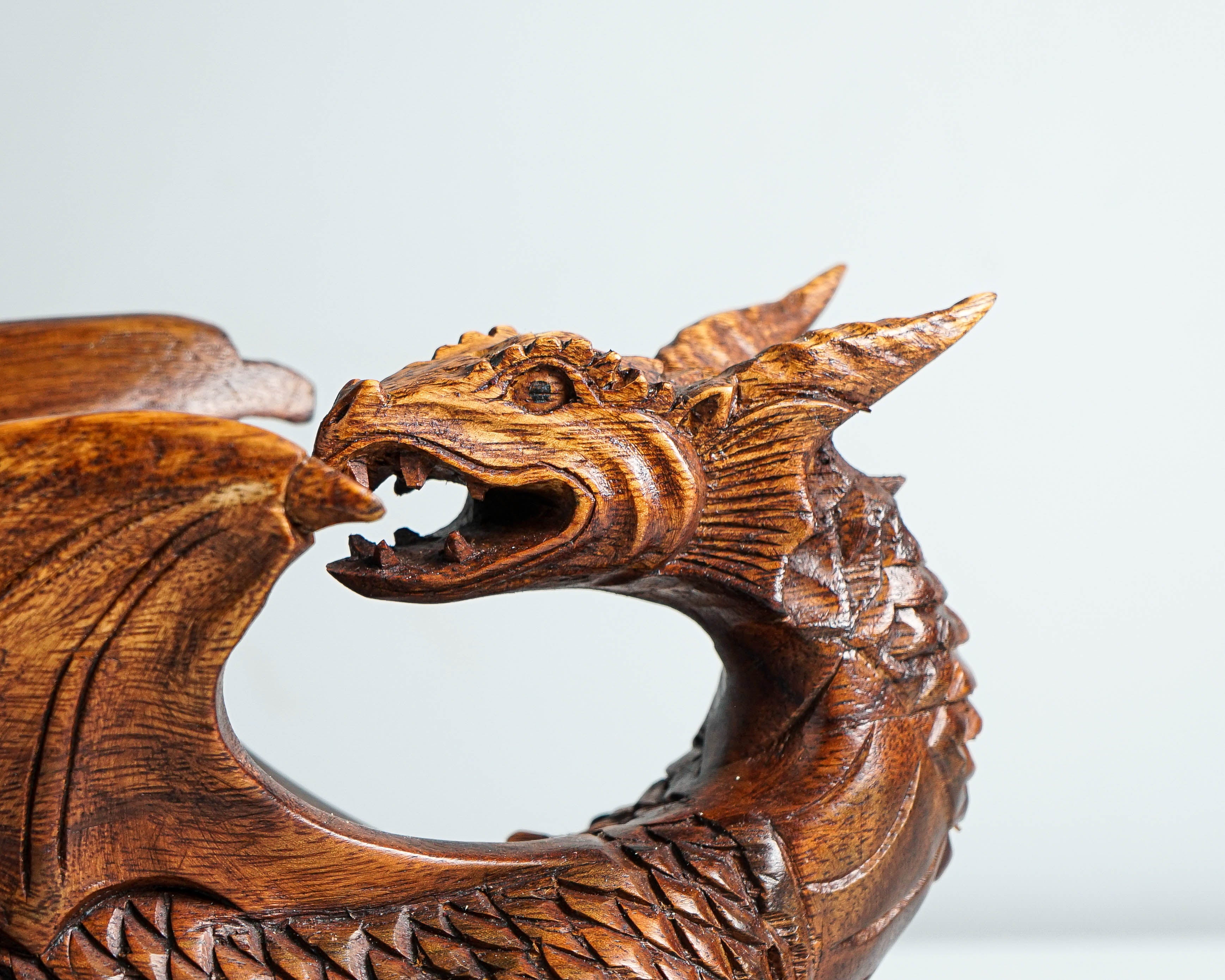 Dragon on Rock Figurine, Wooden Dragon, Mythology Animal, Winged Dragon, Table Decor, Gothic Decoration, Gift for Brother, Birthday Gift