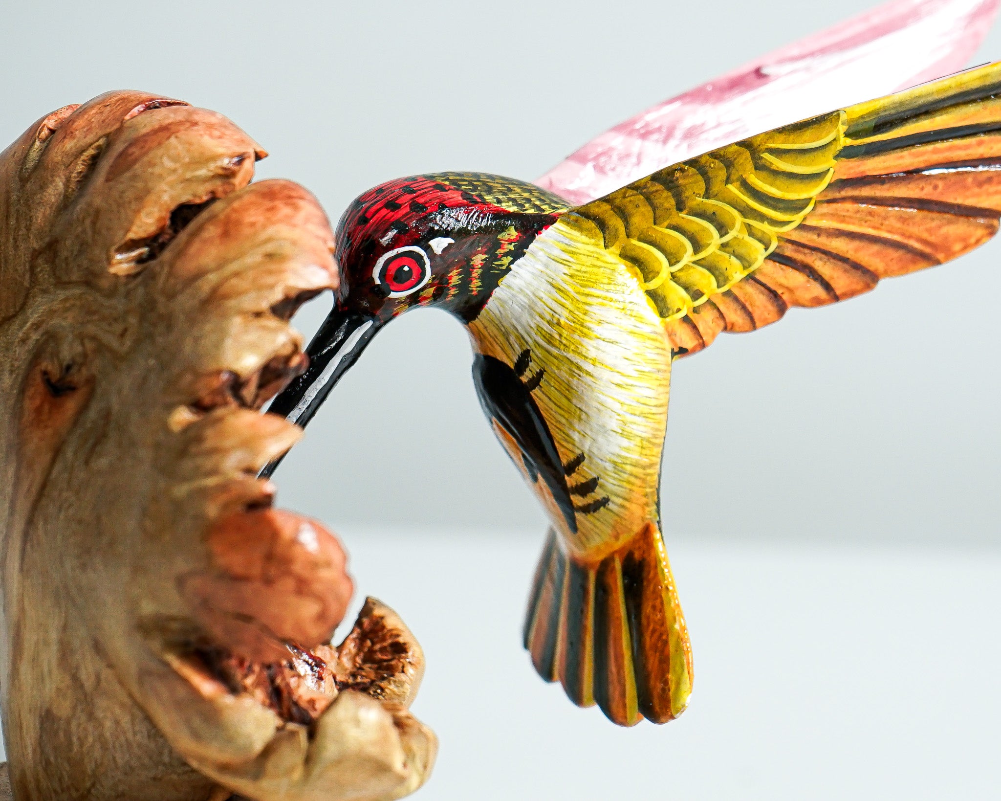 Colorful Hummingbird Statue, Blue, Painted Sculpture, Wood Carving Figure, Bird Statue, Colorful Art, Table Decor, Gift for Mother