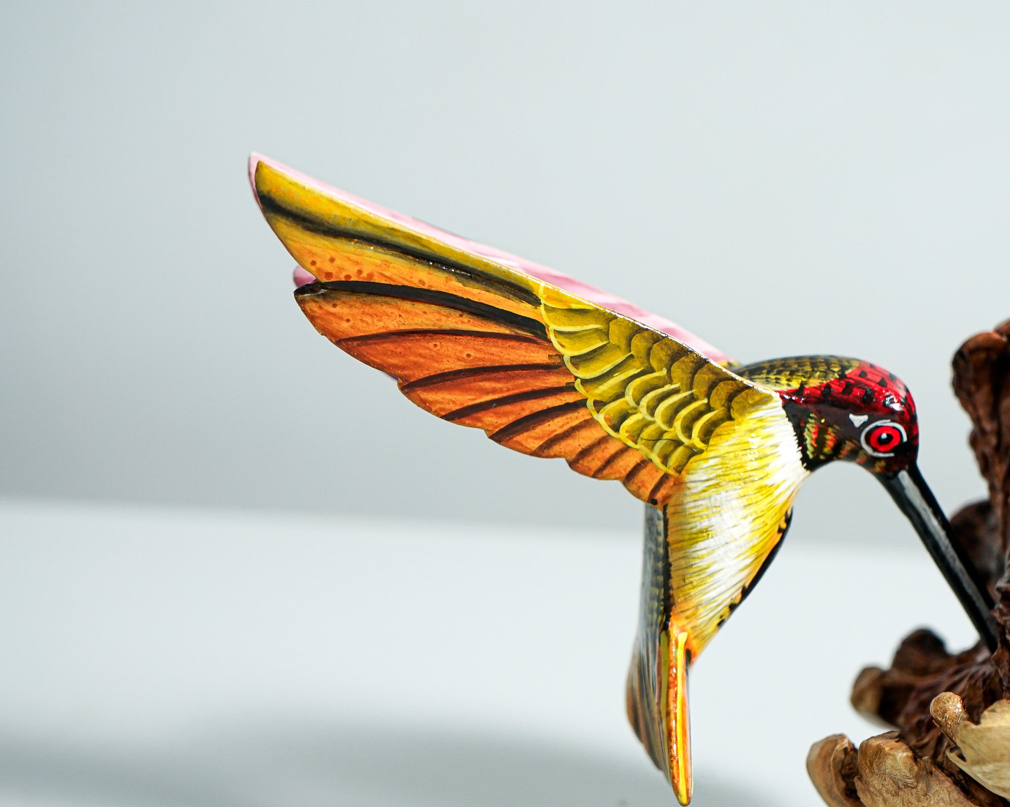 Colorful Hummingbird Statue, Blue, Painted Sculpture, Wood Carving Figure, Bird Statue, Colorful Art, Table Decor, Gift for Mother