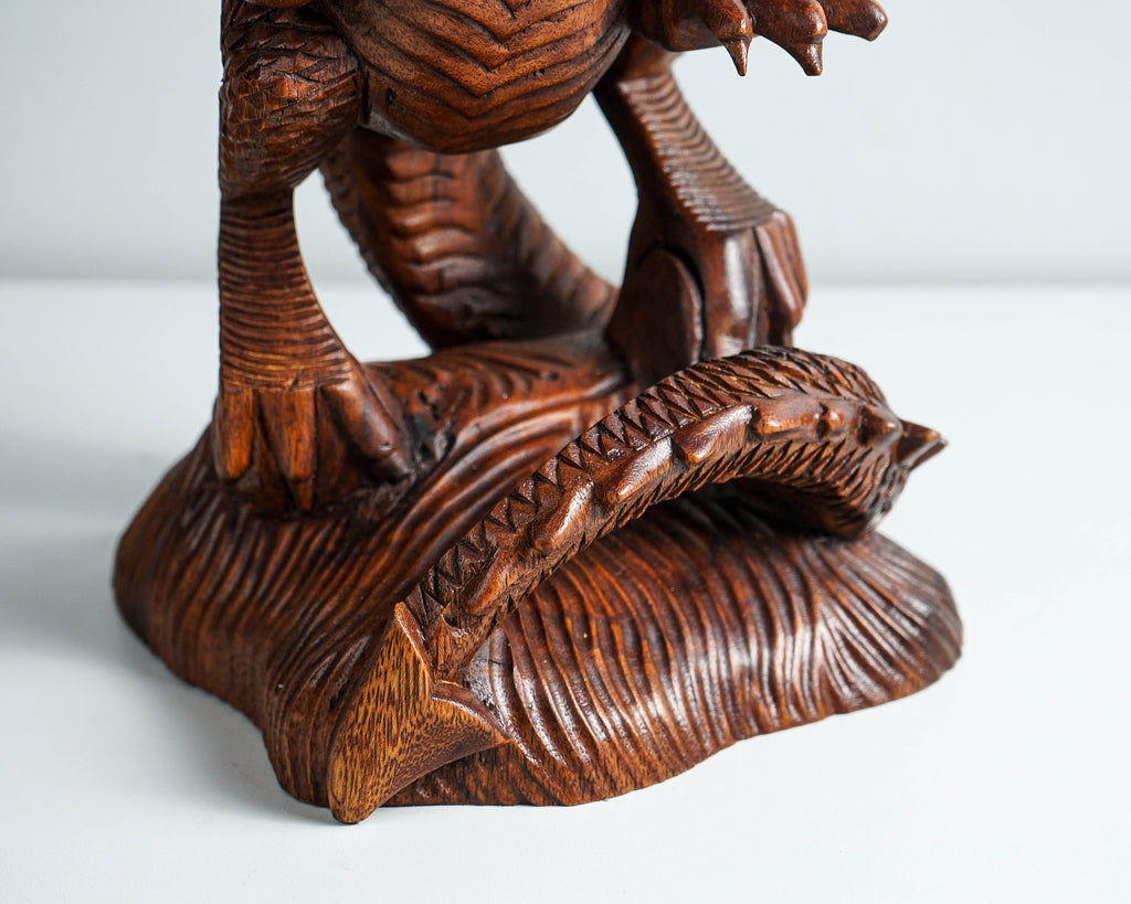 Dragon with Wings Statue, 12" Dragon Figurine, Mythology Animal, Art, Wood Carving, Fantasy, Office Decor, Gift For Brother, Birthday Gift