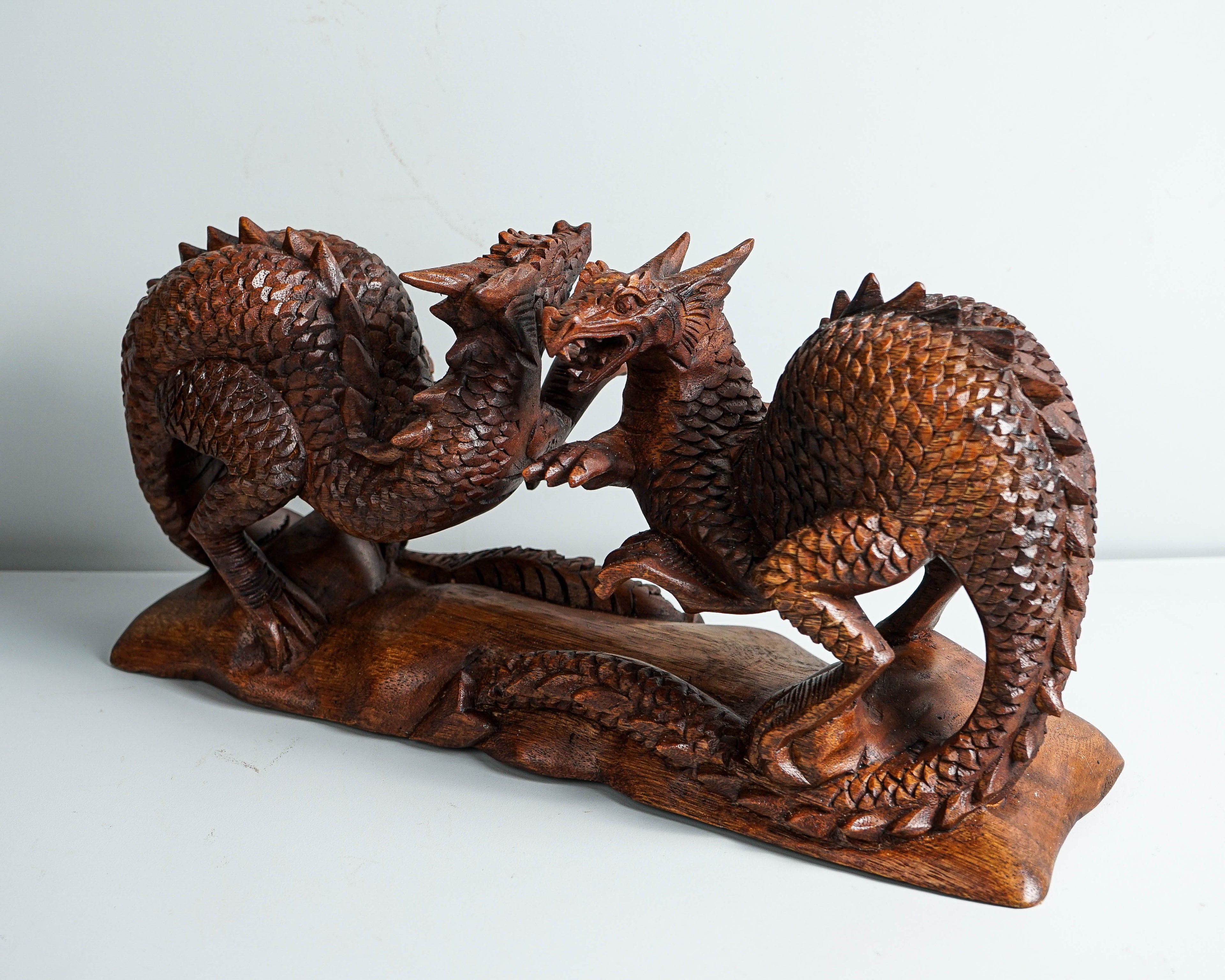 Couple Dragon Ornament, Twin Dragon Statue, Legend Animal, Fantasy, Unique Decor, Dragons Wood sculpture, Room Decoration, Valentines Day