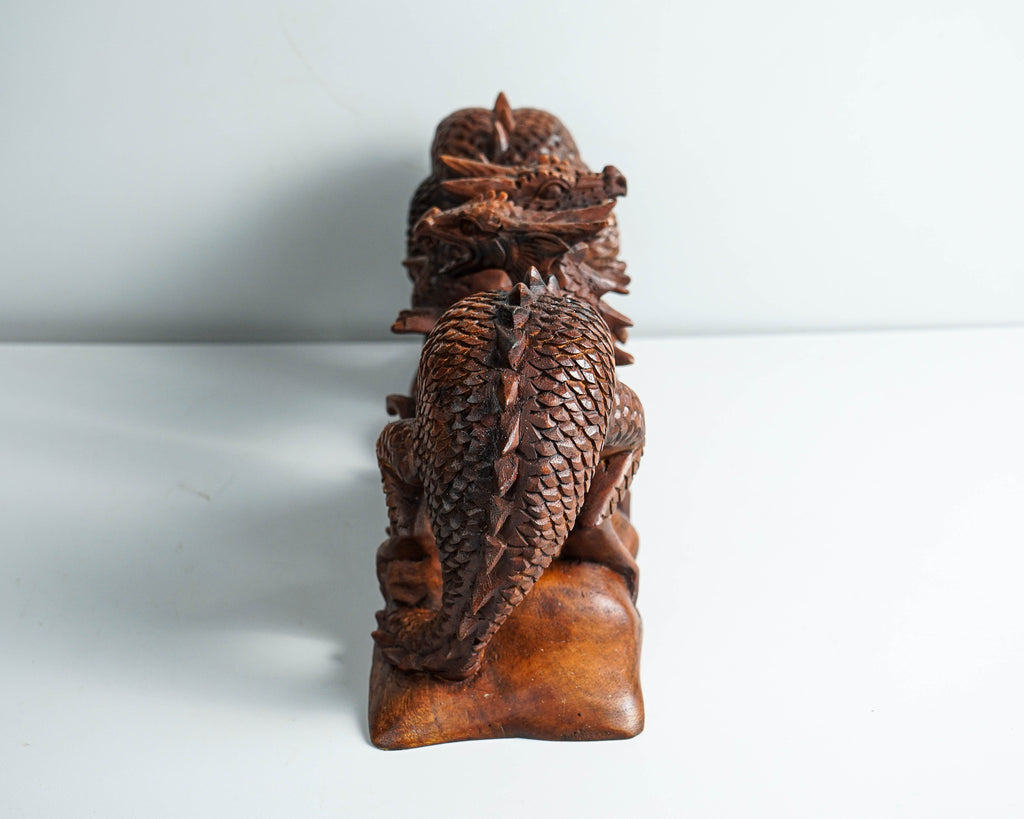 Couple Dragon Ornament, Twin Dragon Statue, Legend Animal, Fantasy, Unique Decor, Dragons Wood sculpture, Room Decoration, Valentines Day