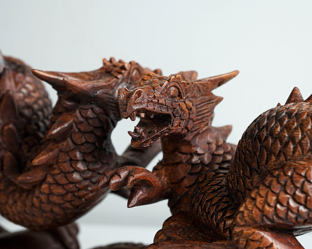 Couple Dragon Ornament, Twin Dragon Statue, Legend Animal, Fantasy, Unique Decor, Dragons Wood sculpture, Room Decoration, Valentines Day