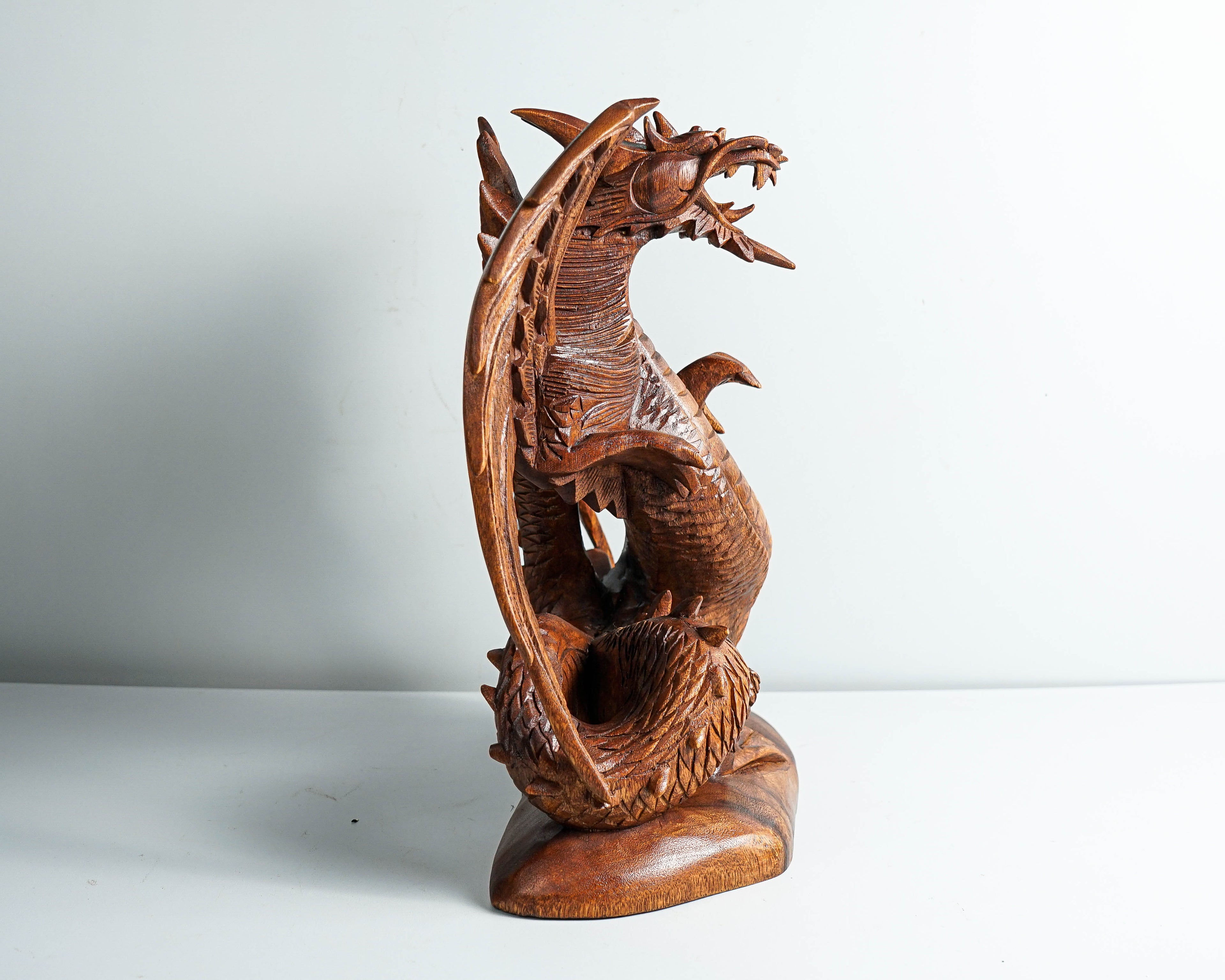 Wooden Dragon with Wings Unfolded, Unique Dragon Statue, Mystical Animal, Handcrafted Dragon, Vintage Decor, Father Son gift, Birthday Gift
