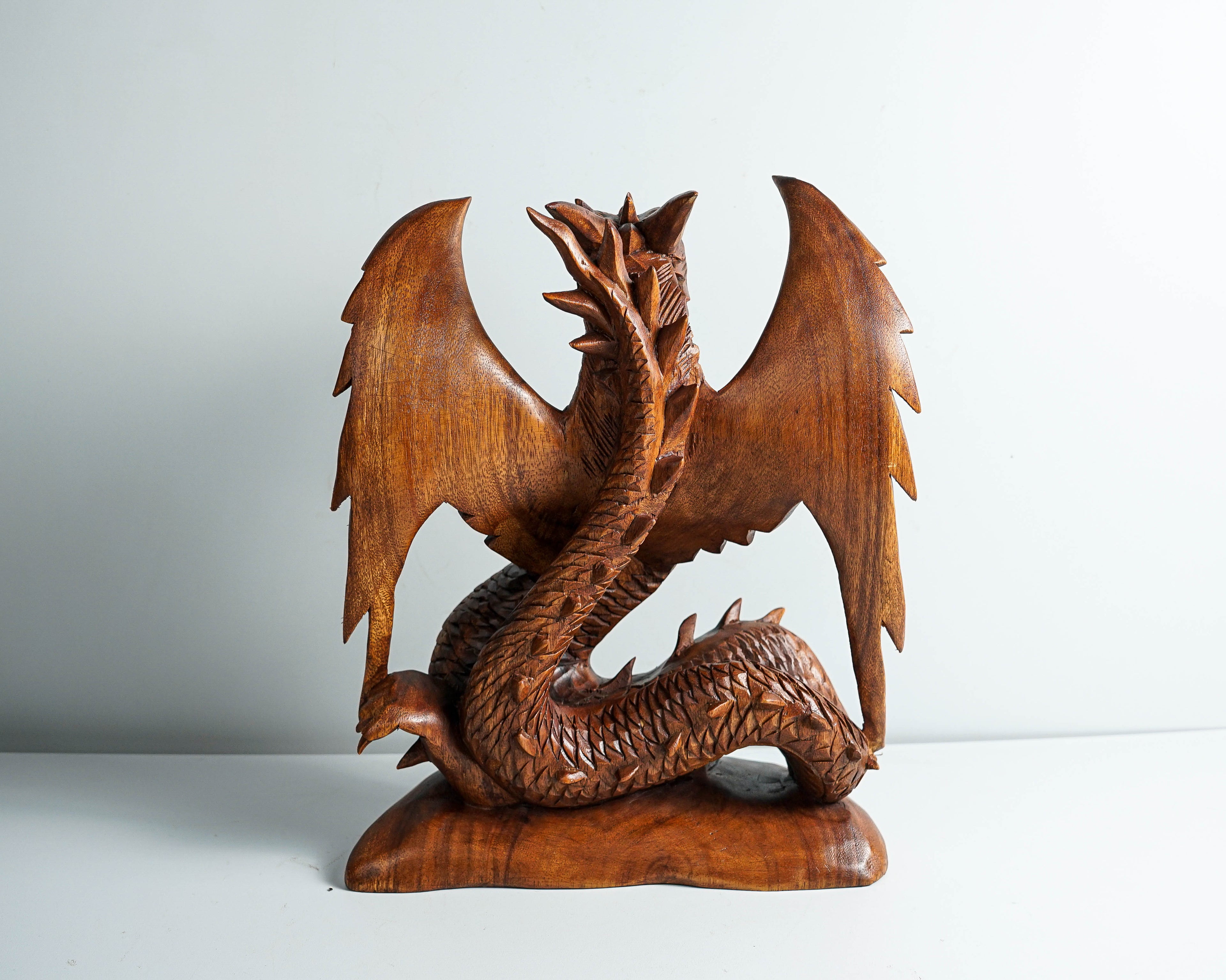 Wooden Dragon with Wings Unfolded, Unique Dragon Statue, Mystical Animal, Handcrafted Dragon, Vintage Decor, Father Son gift, Birthday Gift