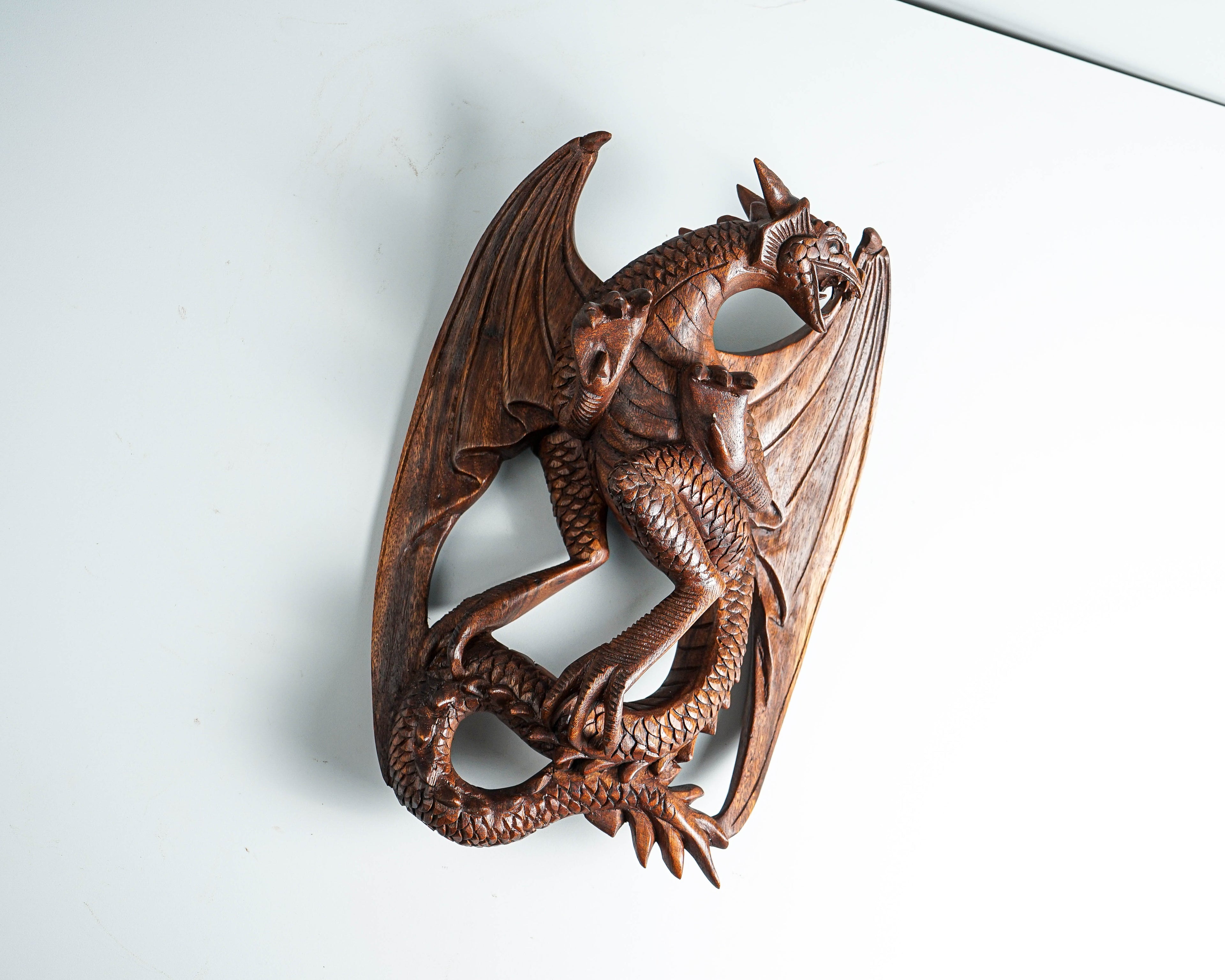 Dragon Wall Decor, Hanging Wooden Dragon, Mystical Animal, Ceiling, Unique, Wood Carving, Rustic Decor, Gothic Decoration, Memorial Gift