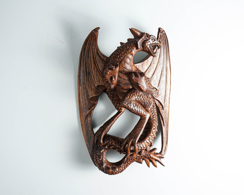 Dragon Wall Decor, Hanging Wooden Dragon, Mystical Animal, Ceiling, Unique, Wood Carving, Rustic Decor, Gothic Decoration, Memorial Gift