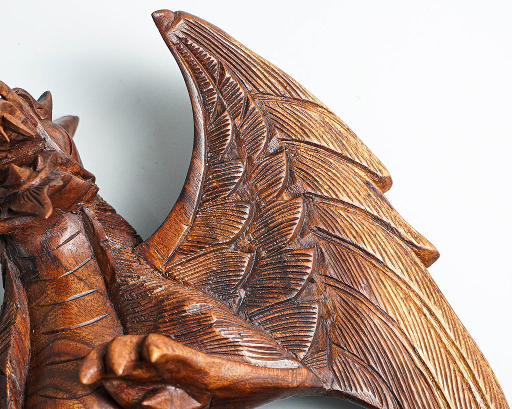 Wall Hanging Dragon Statue, Wall Art, Wooden Dragon, Mythology Animal, Wood Carving, luxury decor, Rustic Decor, Memorial Gift, Special Gift