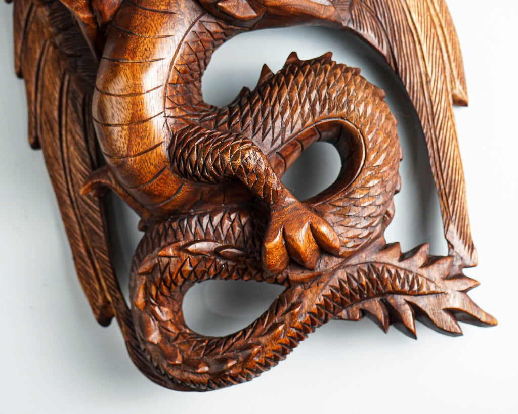 Wall Hanging Dragon Statue, Wall Art, Wooden Dragon, Mythology Animal, Wood Carving, luxury decor, Rustic Decor, Memorial Gift, Special Gift