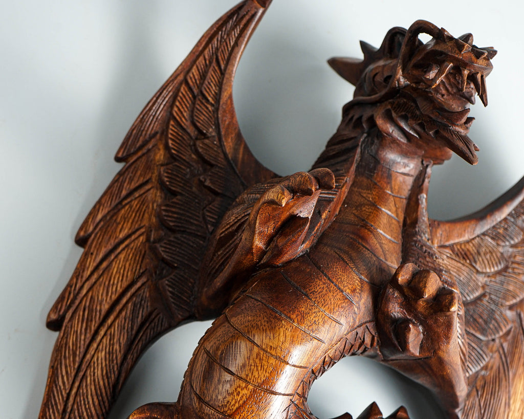 Wall Hanging Dragon Statue, Wall Art, Wooden Dragon, Mythology Animal, Wood Carving, luxury decor, Rustic Decor, Memorial Gift, Special Gift