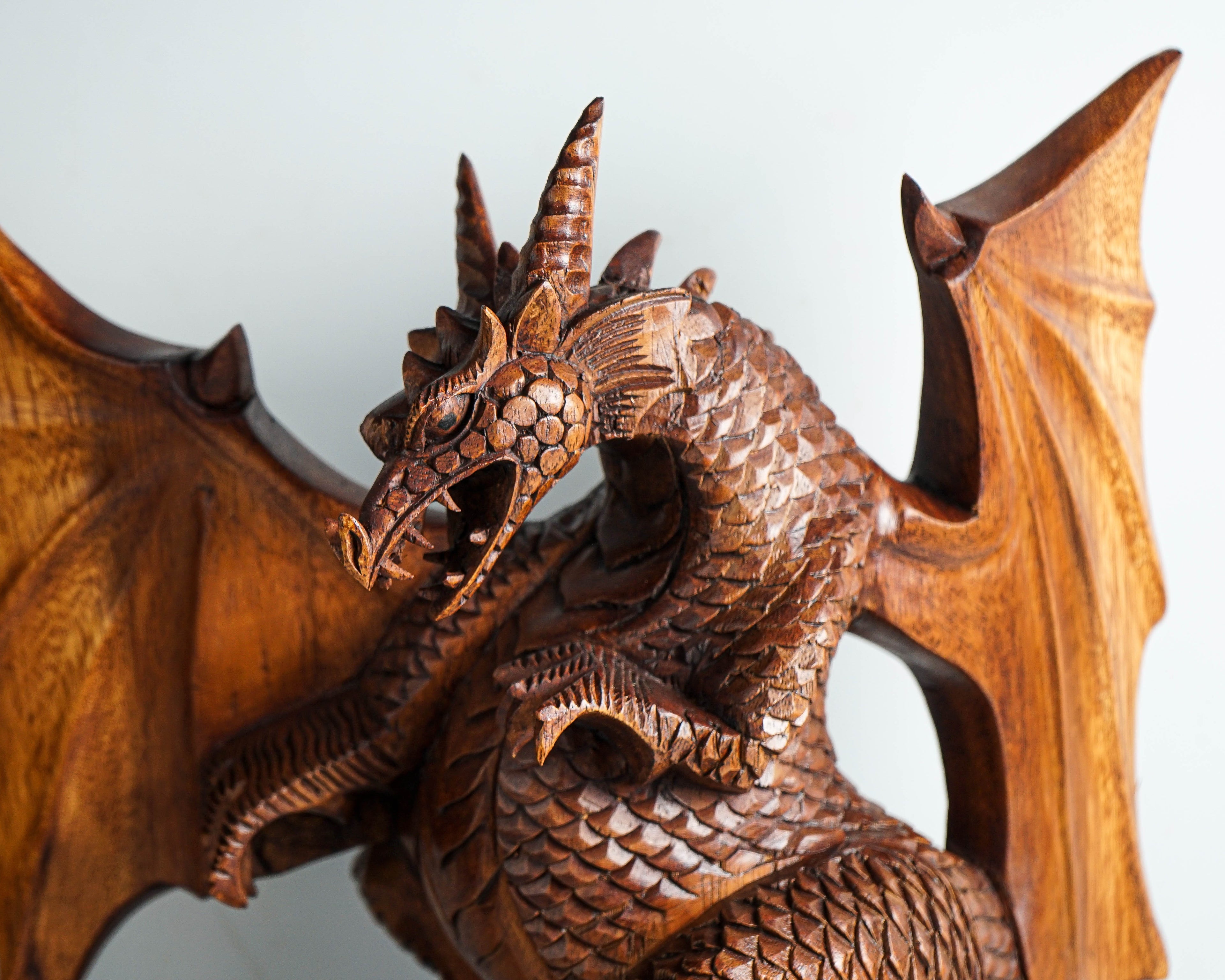 Large Dragon Statue, 17" Wooden Sculpture, Wing, Art, Mystical Animal, Handmade Dragon, Art, Family Decor, Office Decor, Memorial Gift