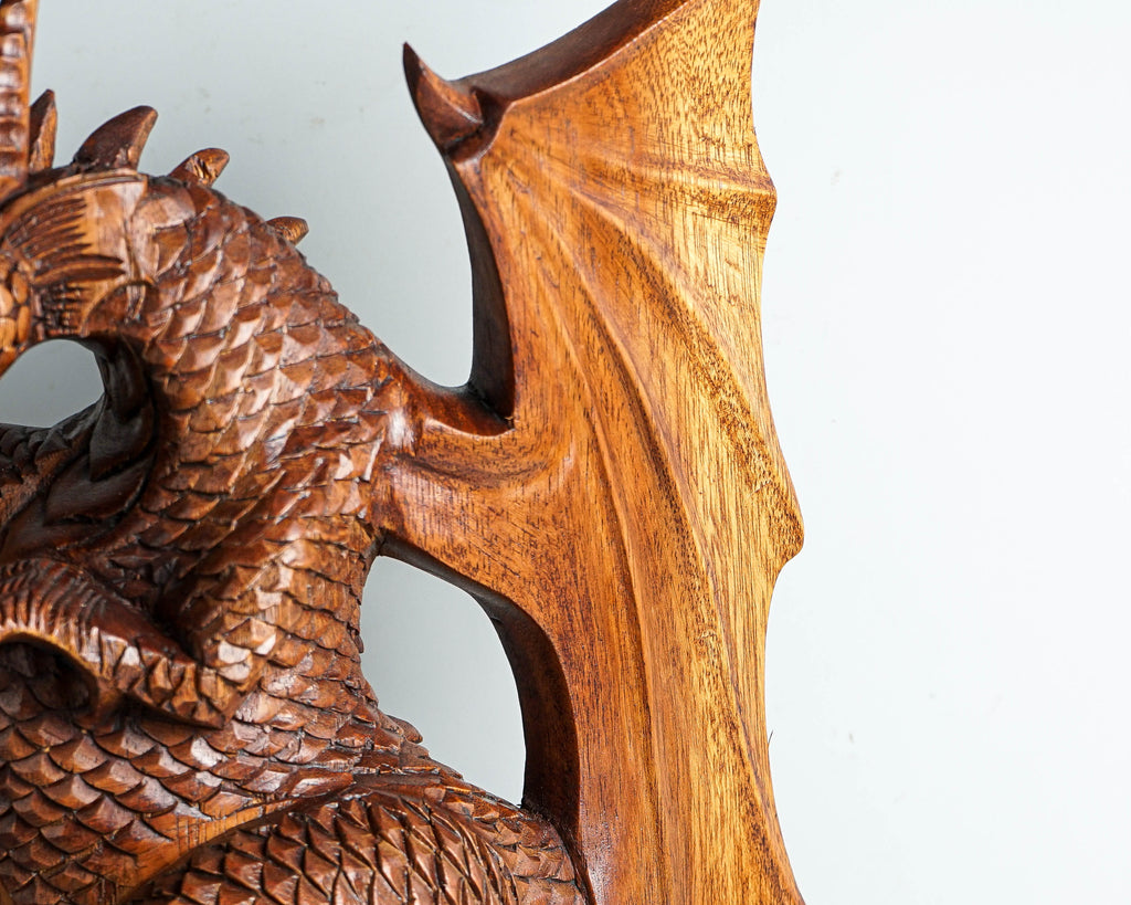 Large Dragon Statue, 17" Wooden Sculpture, Wing, Art, Mystical Animal, Handmade Dragon, Art, Family Decor, Office Decor, Memorial Gift