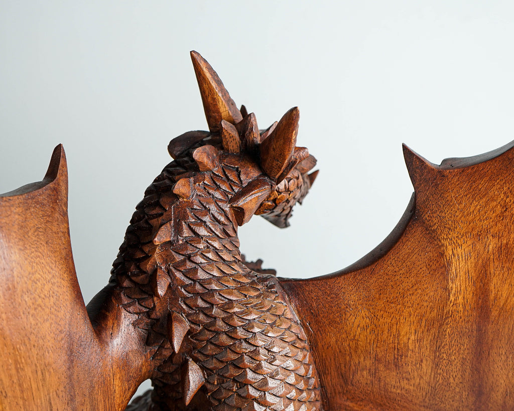 Large Dragon Statue, 17" Wooden Sculpture, Wing, Art, Mystical Animal, Handmade Dragon, Art, Family Decor, Office Decor, Memorial Gift