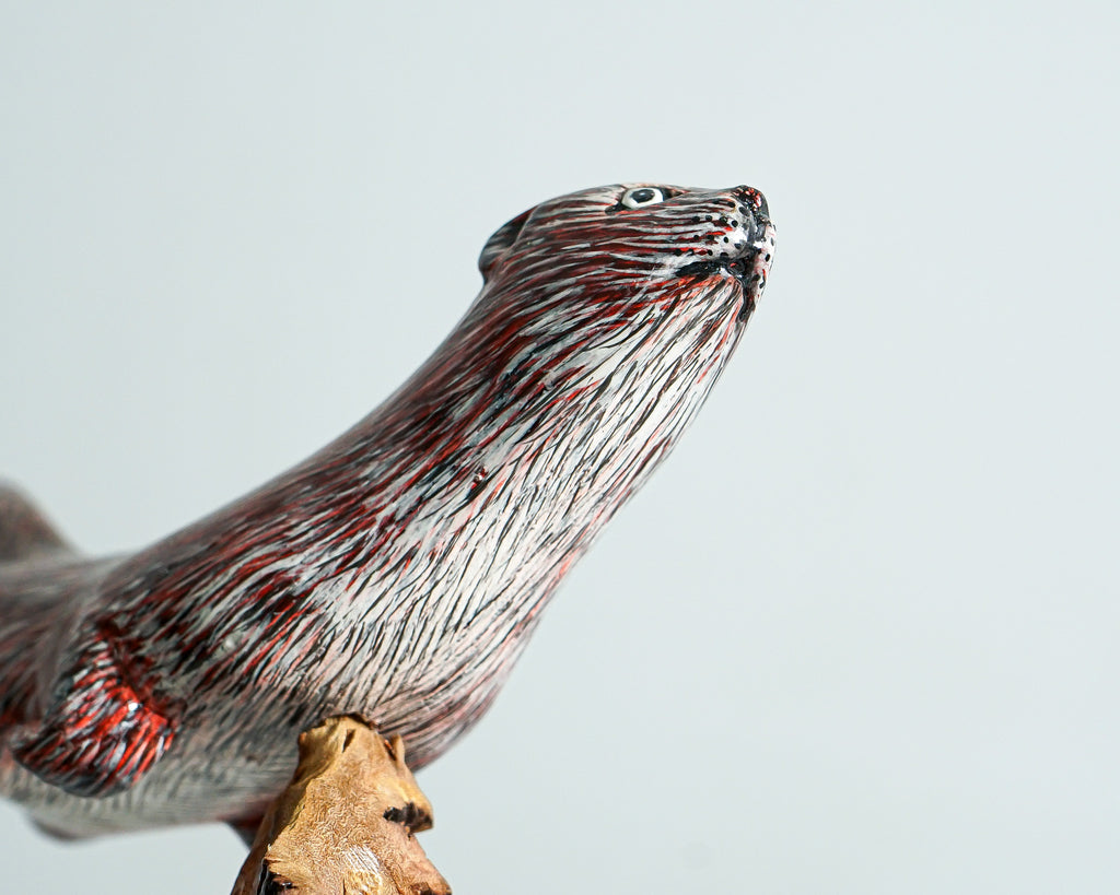 Wooden Couple Otter Sculpture, Cute Animal, Swimming, Natural, Wildlife, Handmade Statue, Wood Carving, Room Decor, Gift for Girlfriend