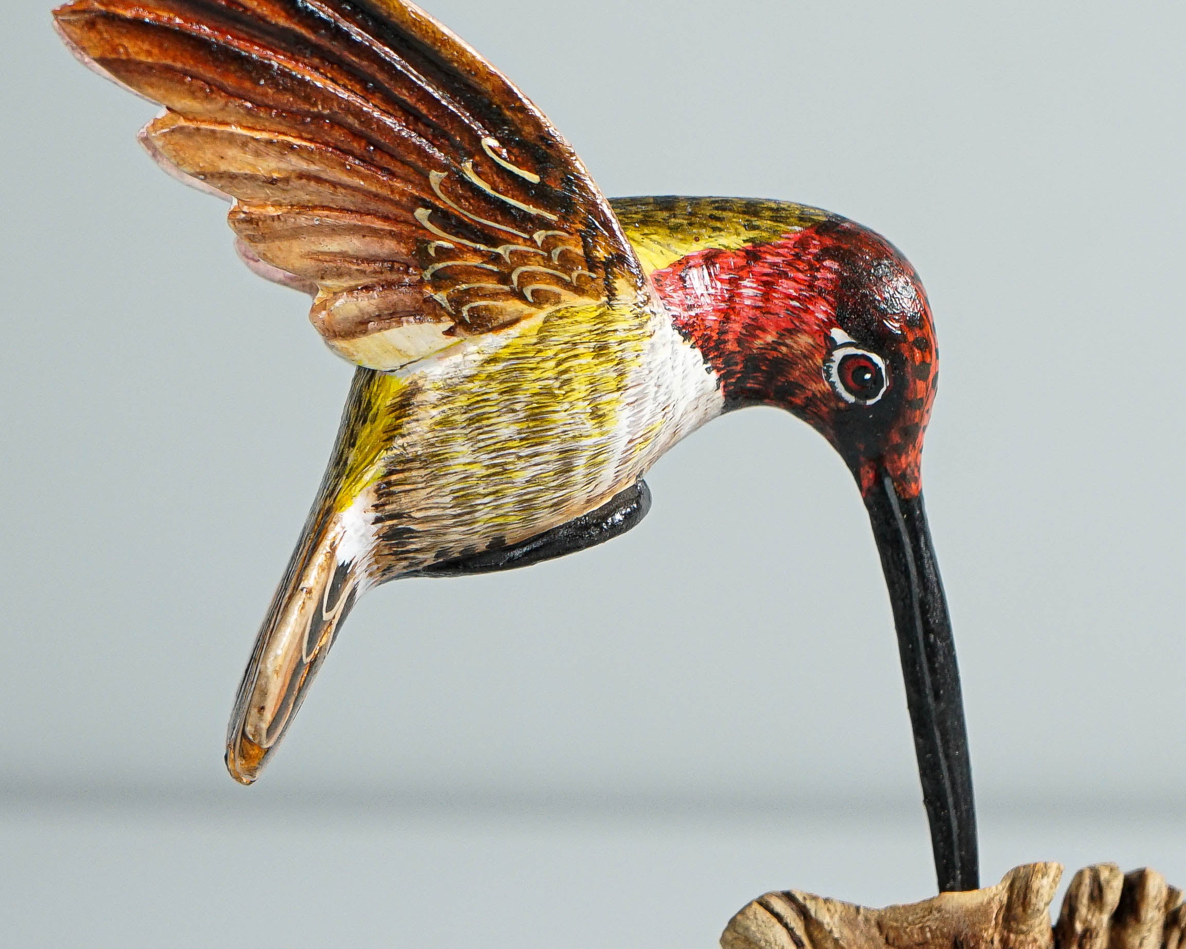 Colorful Hummingbird Statue, Painted Sculpture, Wood Carving Figure, Bird Statue, Colibri, Table Decor, Patio Decoration, Gift for Him