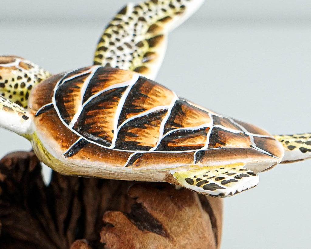 Brown Turtle Sculpture, Sea Turtle, Wood Carving, Ocean, Hand-painted Figurine, Unique, Office Desk Decor, Handmade Sculpture, Gift for Him