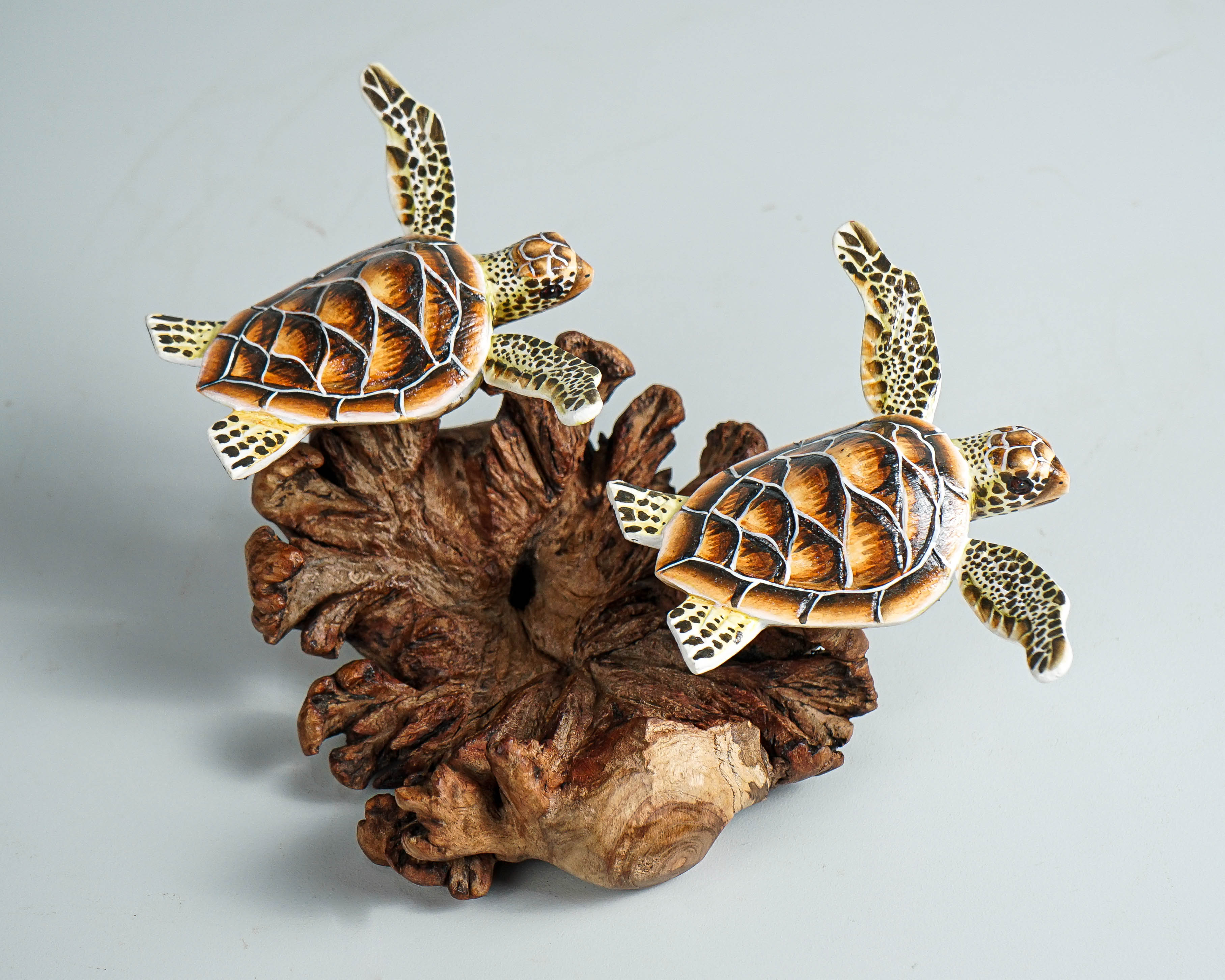 Couple Turtle Sculpture, Sea Turtle, Handmade Statue, Wood Carving, Ocean, Hand-painted Figurine, Room Decor, Anniversary Gift, Lucky Gifts
