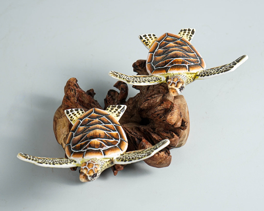 Couple Turtle Sculpture, Sea Turtle, Handmade Statue, Wood Carving, Ocean, Hand-painted Figurine, Room Decor, Anniversary Gift, Lucky Gifts