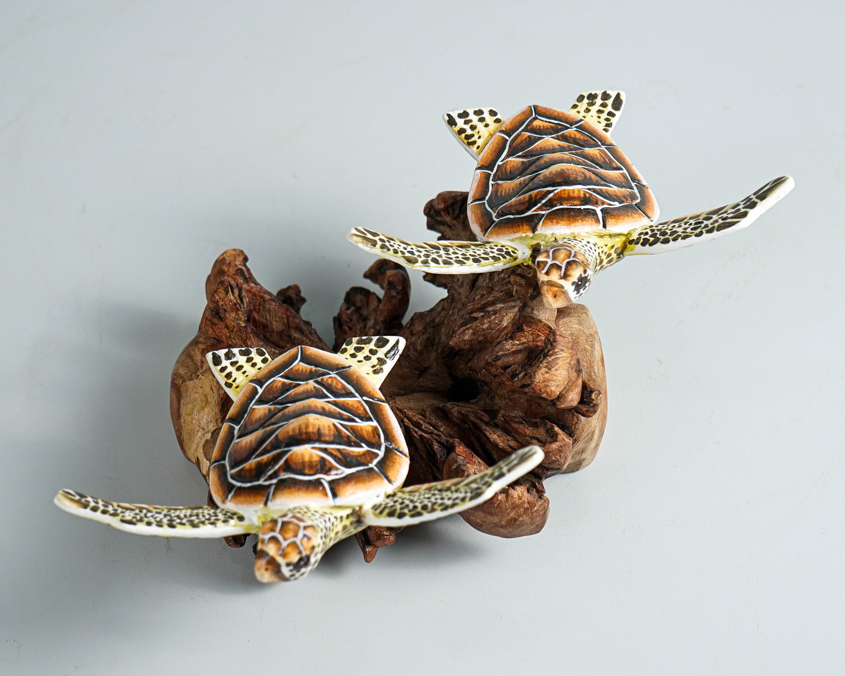 Couple Turtle Sculpture, Sea Turtle, Handmade Statue, Wood Carving, Ocean, Hand-painted Figurine, Room Decor, Anniversary Gift, Lucky Gifts