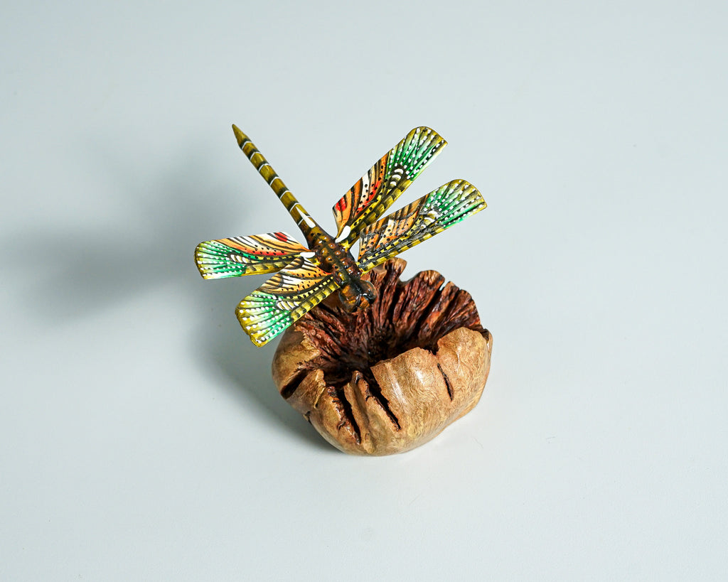 Yellow Dragonfly Sculpture, Couple, Wood Carving, Unique Figurine, Housewarming, Fairy, Garden Decoration, Living room Decor, Birthday Gift