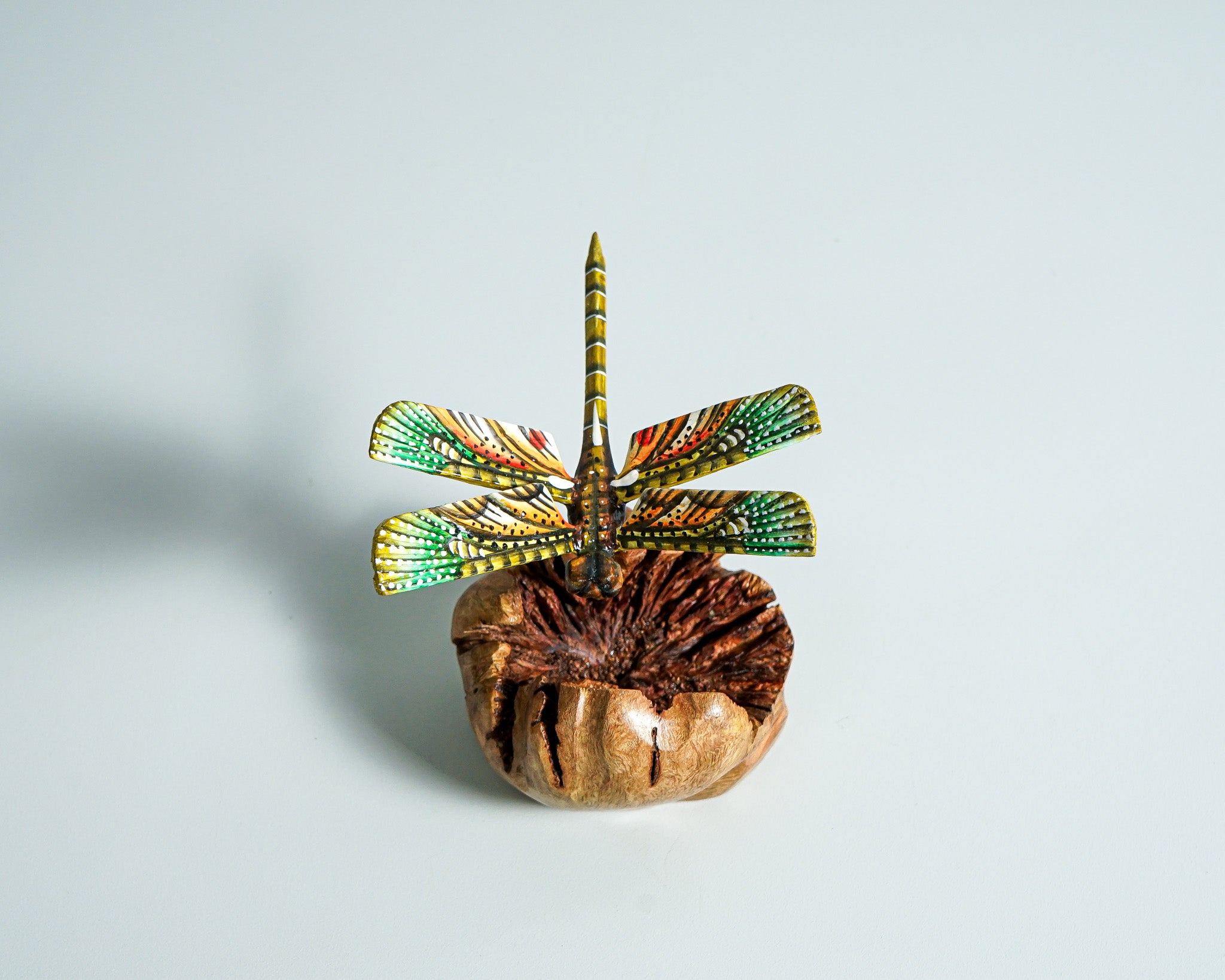 Yellow Dragonfly Sculpture, Couple, Wood Carving, Unique Figurine, Housewarming, Fairy, Garden Decoration, Living room Decor, Birthday Gift