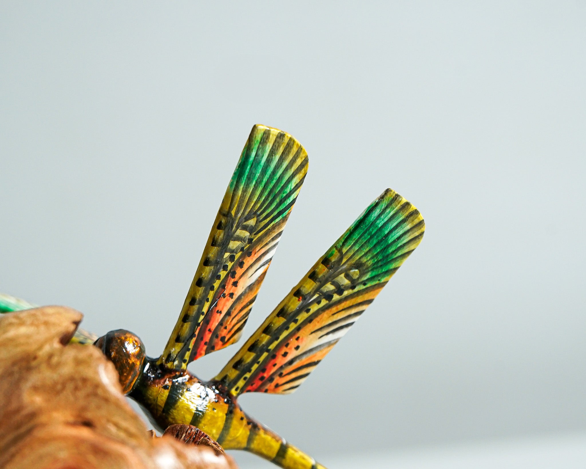 Yellow Dragonfly Sculpture, Couple, Wood Carving, Unique Figurine, Housewarming, Fairy, Garden Decoration, Living room Decor, Birthday Gift