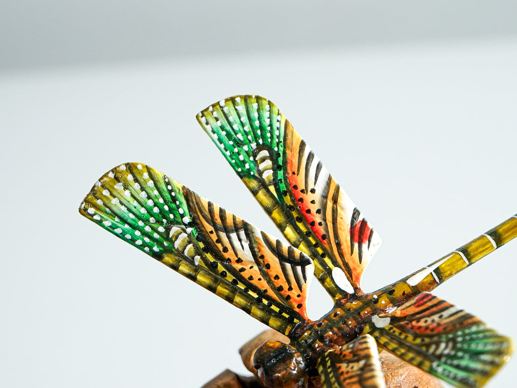 Yellow Dragonfly Sculpture, Couple, Wood Carving, Unique Figurine, Housewarming, Fairy, Garden Decoration, Living room Decor, Birthday Gift