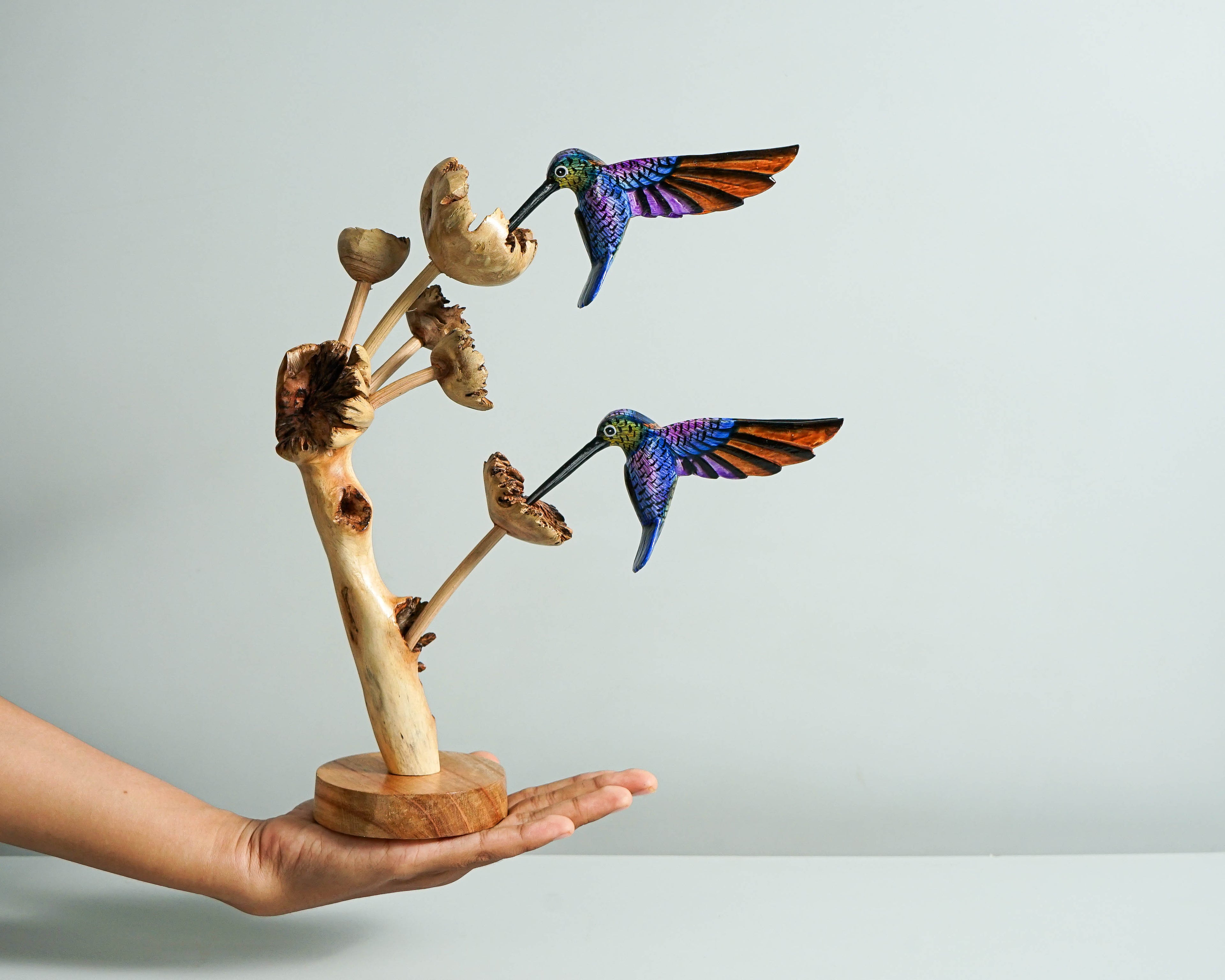 Couple Hummingbird Figurine, Bird Nest, HandPainted, Unique Sculpture, Artwork, Colorful Art, Colibri, Couple Decoration, Anniversary Gift