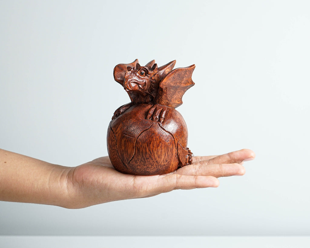 Baby Dragon, Cute Baby Dragon, Wooden Dragon, Animal Statue, Mystical Animal, Wood Carving, Tabletop, Bookshelf Decor, Birthday Gift