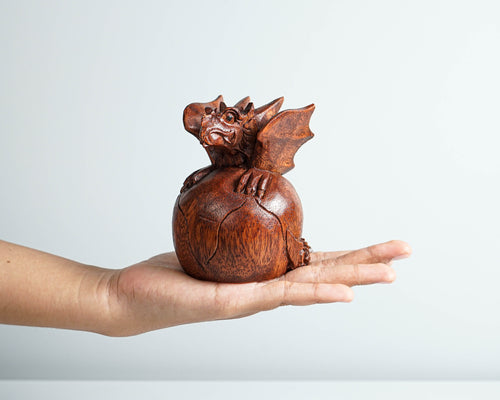 Baby Dragon, Cute Baby Dragon, Wooden Dragon, Animal Statue, Mystical Animal, Wood Carving, Tabletop, Bookshelf Decor, Birthday Gift